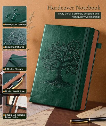 Vintage Leather Journal - 300 Page Lined Journal Notebook with Numbered Pages,A5 Notebook for Women Men,Travel Diary,Daily Journal for Writing, Note Taking, School & Work (5.8" x 8.3") in Kuwait