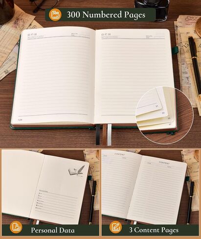 Vintage Leather Journal - 300 Page Lined Journal Notebook with Numbered Pages,A5 Notebook for Women Men,Travel Diary,Daily Journal for Writing, Note Taking, School & Work (5.8" x 8.3") in Kuwait