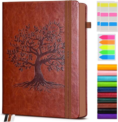 Vintage Leather Journal - 300 Page Lined Journal Notebook with Numbered Pages,A5 Notebook for Women Men,Travel Diary,Daily Journal for Writing, Note Taking, School & Work (5.8" x 8.3") in Kuwait