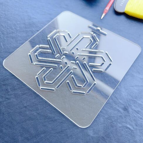 استنسل ساشيكو من الأكريليك الشفاف، نمط زهرة تقليدي، 12 × 12 سم، لخياطة اللحف اليدوية والتطريز (مجموعة من 4) in Kuwait