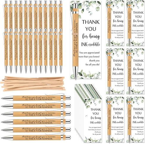 Yeaqee 36 Sets Employee Appreciation Gifts Bulk Thank You Gift Office Bamboo Pen with Inspirational Cards for Team Coworker Teacher Volunteer Nurse (Being Awesome) in Saudi Arabia