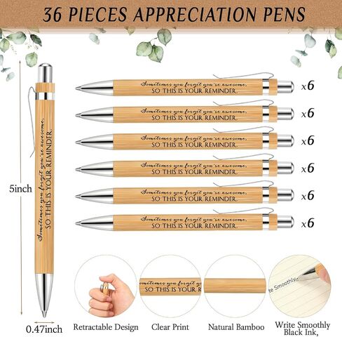 Yeaqee 36 Sets Employee Appreciation Gifts Bulk Thank You Gift Office Bamboo Pen with Inspirational Cards for Team Coworker Teacher Volunteer Nurse (Being Awesome) in Saudi Arabia