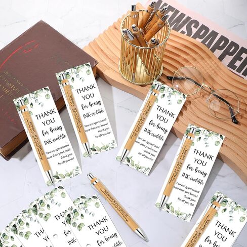 Yeaqee 36 Sets Employee Appreciation Gifts Bulk Thank You Gift Office Bamboo Pen with Inspirational Cards for Team Coworker Teacher Volunteer Nurse (Being Awesome) in Saudi Arabia