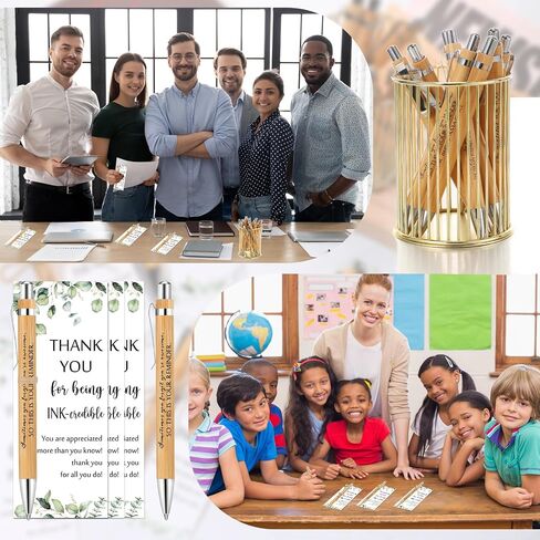 Yeaqee 36 Sets Employee Appreciation Gifts Bulk Thank You Gift Office Bamboo Pen with Inspirational Cards for Team Coworker Teacher Volunteer Nurse (Being Awesome) in Saudi Arabia