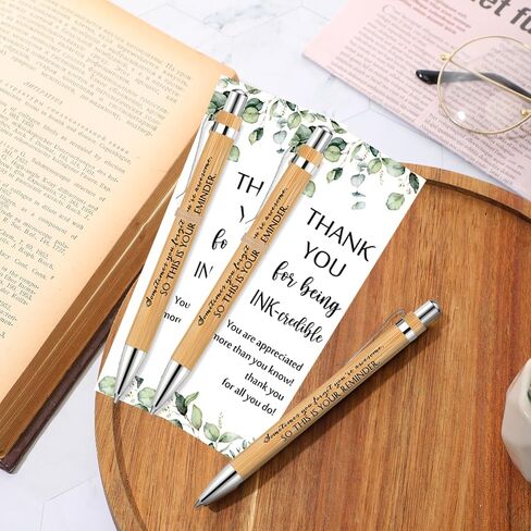 Yeaqee 36 Sets Employee Appreciation Gifts Bulk Thank You Gift Office Bamboo Pen with Inspirational Cards for Team Coworker Teacher Volunteer Nurse (Being Awesome) in Saudi Arabia