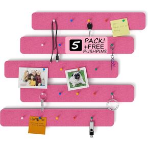 Cork Board Strips for Walls A Strong Adhesive Cork Board for Office 5 Cork Strips Bulletin Bar Strip with Pushpins for A Small Cork Board for Office Wall (Pink)