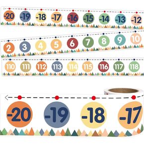 Number Line Bulletin Board Border -20 to 120 Straight Border Trim for Classroom Wall Decorations Math Class Moving Mountains Decor Roll