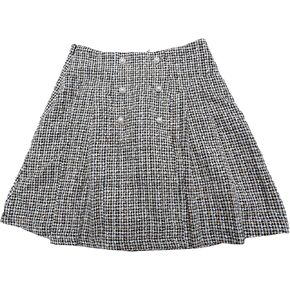 Allegra K Plaid Tweed Skirt for Women's Elegant High Waist Button Decor A-Line Mini Skirts