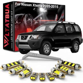 LED Interior Light Kit Package Replacement for Nissan Xterra 2005-2008 2009 2010 2011 2012 2013 2014 2015, Super Bright 6000K White License Plate Bulbs + Install Tool