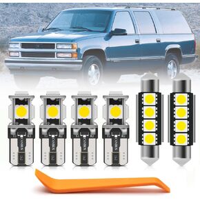 14pcs White LED Interior Lights Bulb for Chevy Suburban 1992 1993 1994 1995 1996 1997 1998 1999 Map Dome Door Trunk License Plate Lights Super Bright Interior Light Bulbs + Install Tool
