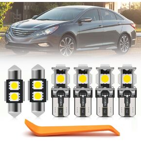 14pcs Interior LED Lights Bulb Kit for Hyundai Sonata 2011 2012 2013 2014 LED Map Dome Door Trunk License Plate Lights Super Bright 6000K White LED Interior Light Bulbs + Install Tool