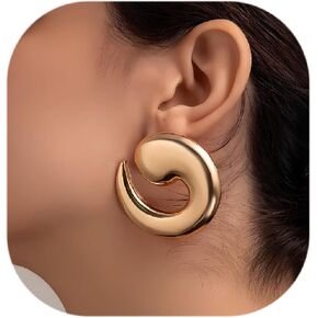 Statement Earrings for Women Chunky Gold Earrings Big Spiral Earrings Large Swirl Earrings Geometric Trendy Earrings Fashion Jewelry Gifts