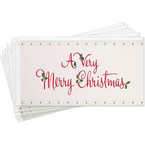 حزمة مميزة من حاملي بطاقات هدايا أو نقود عيد الميلاد، Very Merry (6 بطاقات عطلات مع مظاريف)