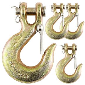 3/8'' Heavy Duty Forged Steel Clevis Slip Hook (Set of 4), Safety Hook G70 Tow Chain Clevis Grab Hook with Latch Forged Grade for Trailer Truck Transport Tow Chain Hook