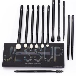Jessup Vegan Makeup Brushes Set Premium Synthetic Powder Foundation Highlight Concealer Eyeshadow Blending Eyebrow Liner Spoolie Brush Set Burlywood 12pcs T327