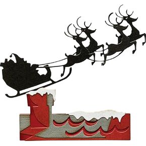 Sizzix Thinlits Die Set 8PK Reindeer Sleigh by Tim Holtz | 666337 | Metal, Wafer-Thin Cutting Dies for Scrapbooking, Embossing, Journalling, Silver