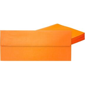 Pipilo Press 50 Pack #10 Orange Business Envelopes with Square Flap for Mailing, Shipping Supplies (4 1/8 x 9 1/2 In)