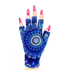 ManiGlovz - Anti UV Gloves for Gel Manicures Using Gel Lamp Dryers, Driving, Lounging and More, Fingerless Gloves That Shield Skin from the Sun and Nail Lamp, Outdoor Gloves, Hard Core Print