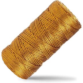 Gold String 110Yards Gold Rope Twine, 1.5mm Metallic Bakers String Ornament Thread Gift Wrapping Inelastic Macrame Glitter Cord for Crafting, Wedding Gift Package, DIY Presents Wrapping Decoration