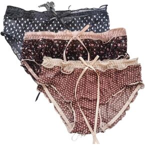 Women’s Underwear Cotton Panties Floral Lace Ruffled Cute Kawaii Japanese Underwear 3 Pack