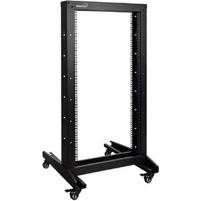 NavePoint 22U 2 Post Rack Open Frame Server Rack for 19 Inch Equipment, AV, Networking, Data & IT Devices, 2-Post Rack 22U with Wheels, 661lbs Weight Capacity, White