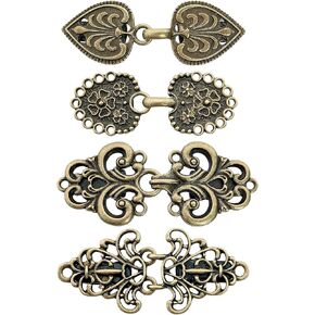 AXEN Vintage Sweater Swirl Clip Cape Cloak Clips for Dress Retro Cardigan Clip Shawl Collar Clasp Dress Shirt Button Clip for Girl Women, Pack of 4 Gold