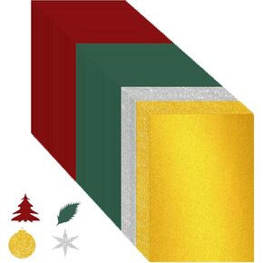 80 Sheets Christmas Cardstock Thick Paper,Red Green Glitter Silver Gold Holiday Cardstock Paper Card Stock for Christmas Card Making Arts Scrapbook Crafts Invitations Greeting Present Tags