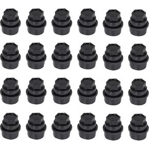 24 PCS Black Plastic Wheel Lug Nut Cap Covers Fit for GMC Chevy GM Thread M27-2.0 Hex Size 22mm Length 39.4mm Full Size Replace # 15646250