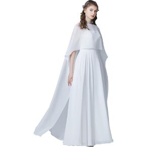 BEAUTELICATE Women High Low Cape Chiffon Shawl Capelets Bridal Bridesmaid Cover Up Poncho