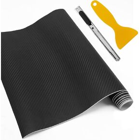 3D Carbon Fiber Vinyl Wrap - 12 x 60 inches Automotive Vinyl Wraps, DIY Decals Self Adhesive Car Vinyl Sticker, for Motorcycles, Laptops, Mobile (Gray)