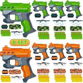 8 Pack Blaster Guns Toys Compatible with Nerf Party- Mini Gun Party Favors Toy for Kids Boys Birthday