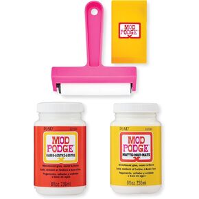 Mod Podge, Matte and Gloss Decoupage Kit, includes Brayer and Squeegee, Perfect for DIY Arts and Crafts Projects, Assorted
