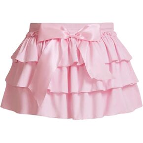 Women's Plus Size Bow Decor Tiered Layer Cake Skirts Ruffle Hem Short Skirt Summer Skirts