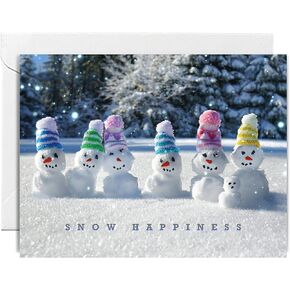 easykart labels 24 Christmas Greeting Cards with Envelopes, Snow Happiness Designs | 7.25 x 5.5 Inch Merry Christmas Cards with Seal Stickers For Friends, Family and loved Ones