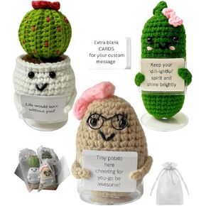 Crochet Potato Emotional Support Pickle Succulent - Coworker Employee Gifts Get Well Gifts Cheer Up Gifts Christmas Birthday Gifts Farewell Gifts Roommate Friend Gift Desk Office Cubic Decor