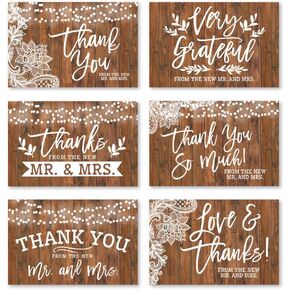 Hadley Designs 24 Rustic Wedding Thank You Cards With Envelopes From The New Mr And Mrs Cards - Mr And Mrs Thank You Cards Wedding With Envelopes, Bride Thank You Wedding Cards With Envelopes