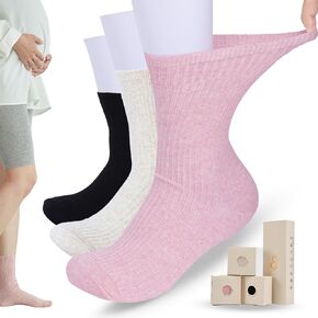 Maternity Pregnancy Socks for Hospital, Non-Slip, Extra Wide for Swollen Feet, Breathable Cotton, (Triple Knit) Design, Gift for Expecting Moms, Women’s Comfort