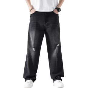 EnllerviiD Men's Baggy Denim Jeans Loose Fit Ripped Distressed Jean Hip Hop Vintage Skater Dance Pants Streetwear