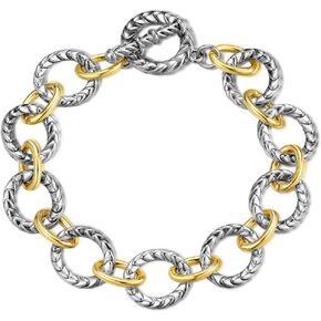 Two Tone Chain Link Bracelet Italian Designer Inspired Silver Gold Twisted Rope Statement Chunky Bracelets for Women Fashion Jewelry Gift
