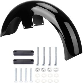 21 Inch Metal Front Fender for Harley Touring, 5.5" Width Wrap-Around Mudguard for Electra Glide Street Glide Road Glide Road King Tour Glide Ultra Limited, Gloss Black