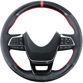 DIY Stitching Carbon Fiber Steering Wheel Cover for Toyota Highlander 2020 2021 2022 / Sienna Minivan 2021 2022 15 inches Leather Interior Accessories (DIY Steering Wheel Cover)