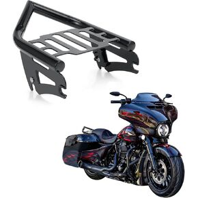 Luggage Rack Rear Grab Handles Bracket Kit for Harley Touring Models, Compatible with 2009-2024 Road King Road Glide Street Glide Electra Glide (Black)