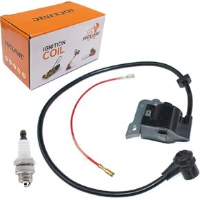 Ignition Coil and Spark plug Fit for Husqvarna Poulan Pro PR46BT PR48BT Backpack Blower, Fit for McCulloch GB355BP, Fit for Craftsman CMXGAAH46BT, Replace 501424329