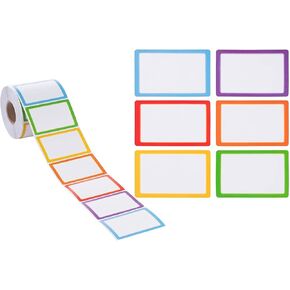 600 Stickers, Colorful Plain Name Tag Labels for Classroom, School Supplies for Teachers, 6 Colors, 3.5 x 2 in