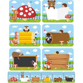 240 Pieces Woodland Friends Name Tags Name Tag Label Woodland Friends Classroom Decor Woodland Friends Name Plate for Wedding Holiday Decals Present Festival Wrapping Paper Sticker