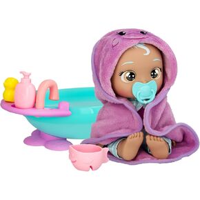 Cry Babies Newborn My First Bath Dana - Interactive Baby Doll Bathtub Set with 20+ Baby Sounds, Girls & Kids Age 18M and Up