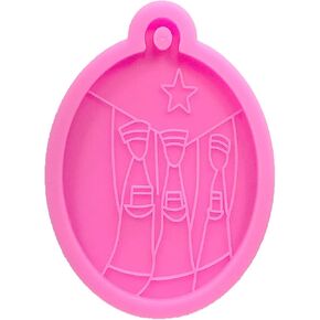 Shiny Glossy Puerto Rico Three Wise Men Ellipse Shape Silicone Molds for DIY Craft Keychain Polymer Clay Mold Epoxy Pendant Resin Crafting Making Cake Decoration Fondant Mould
