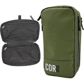 COR Surf Compact Toiletry Travel Bag Hanging, Premium Mens and Women Dopp Kit for Travel | Waterproof with 4 Separate Compartments and Waterproof Zippers (Black)