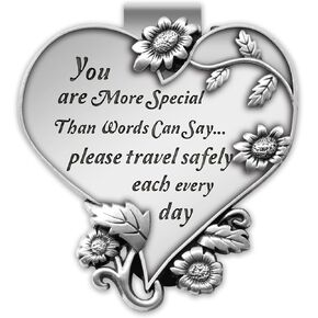 Heart-Shaped Car Visor Clip, Car Visor Medal Accessories, Driving Safety Prayer Bless Religious Gift for Family, Friends, New Drivers