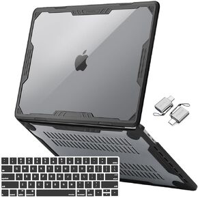 MOSISO Compatible with MacBook Pro 13 inch Case M2 2024-2016 A2338 M1 A2251 A2289 A2159 A1989 A1708 A1706, Symmetric Geometric Heavy Duty Hard Case with TPU Bumper&Keyboard Cover&Type C, Transparent